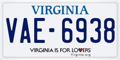 VA license plate VAE6938
