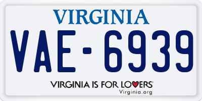 VA license plate VAE6939