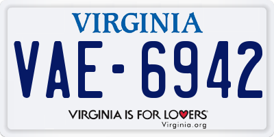 VA license plate VAE6942