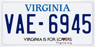 VA license plate VAE6945