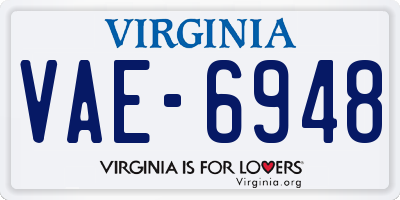 VA license plate VAE6948