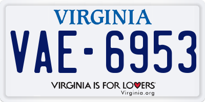 VA license plate VAE6953