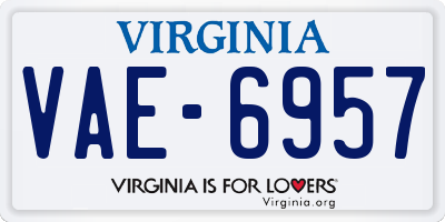 VA license plate VAE6957