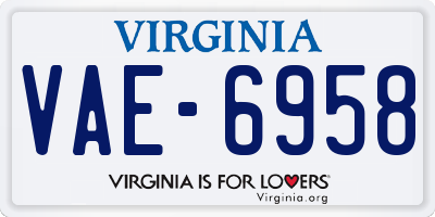VA license plate VAE6958