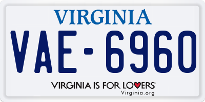VA license plate VAE6960