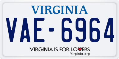 VA license plate VAE6964