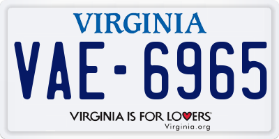 VA license plate VAE6965