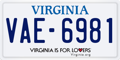 VA license plate VAE6981