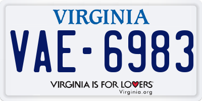 VA license plate VAE6983