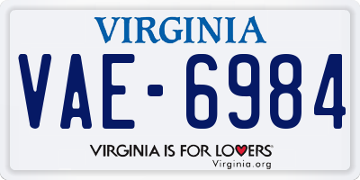 VA license plate VAE6984