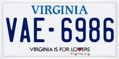 VA license plate VAE6986