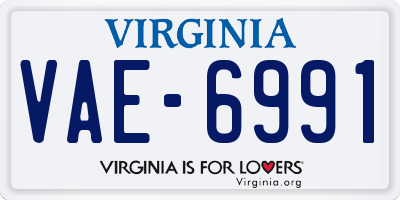 VA license plate VAE6991