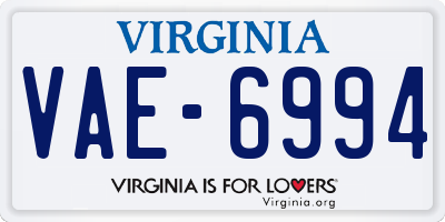VA license plate VAE6994