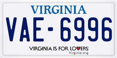 VA license plate VAE6996