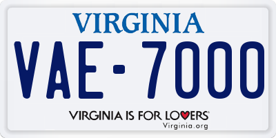 VA license plate VAE7000