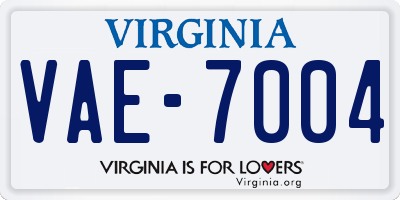 VA license plate VAE7004