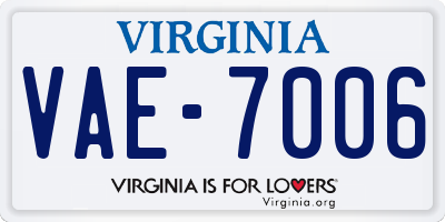 VA license plate VAE7006