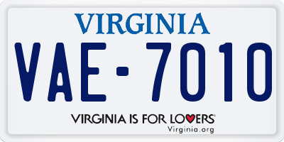 VA license plate VAE7010