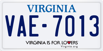 VA license plate VAE7013