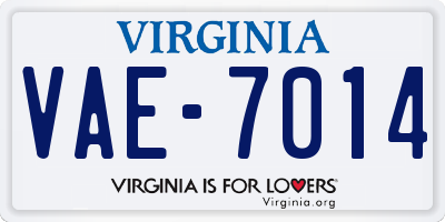 VA license plate VAE7014