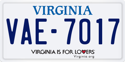 VA license plate VAE7017