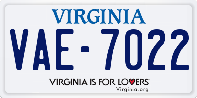 VA license plate VAE7022