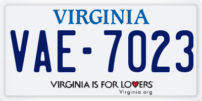 VA license plate VAE7023