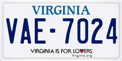 VA license plate VAE7024