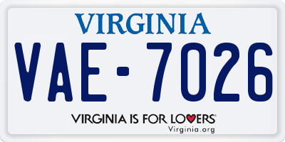VA license plate VAE7026