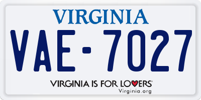 VA license plate VAE7027