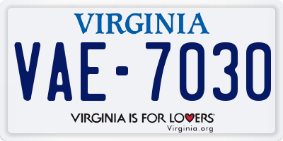 VA license plate VAE7030