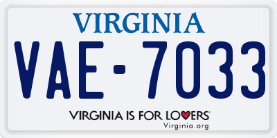 VA license plate VAE7033