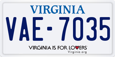 VA license plate VAE7035