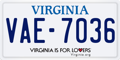 VA license plate VAE7036