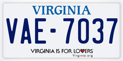VA license plate VAE7037