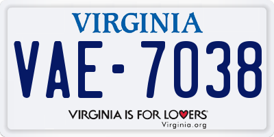 VA license plate VAE7038