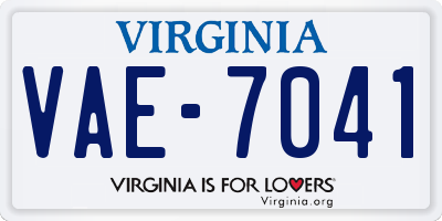 VA license plate VAE7041