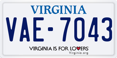 VA license plate VAE7043