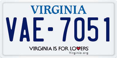 VA license plate VAE7051
