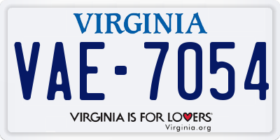 VA license plate VAE7054