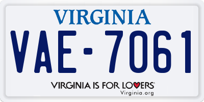 VA license plate VAE7061