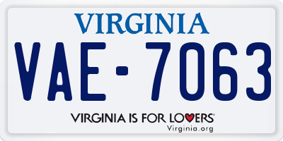 VA license plate VAE7063