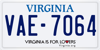 VA license plate VAE7064
