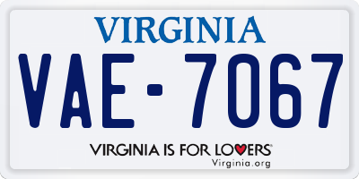VA license plate VAE7067