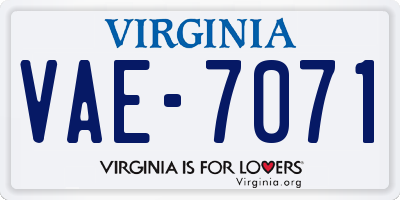 VA license plate VAE7071