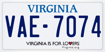 VA license plate VAE7074