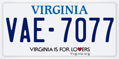 VA license plate VAE7077
