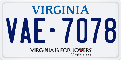 VA license plate VAE7078
