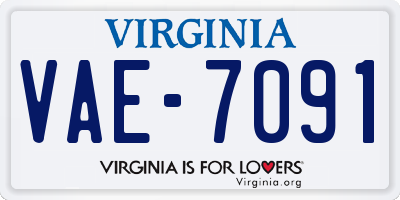 VA license plate VAE7091