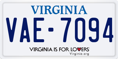 VA license plate VAE7094
